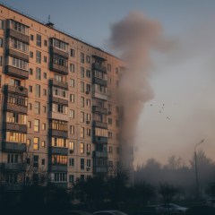 Вражеский дрон атакует Киев