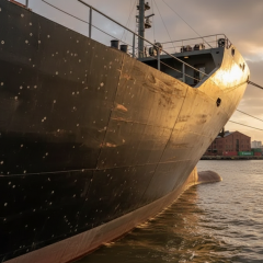 Damaged civil ship under the flag of Malta