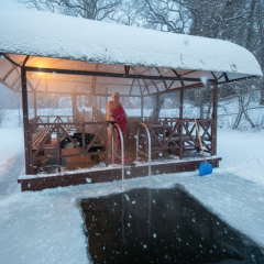 Litvin in icy water on Epiphany