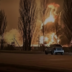 Destroyed drone storage and fuel facilities