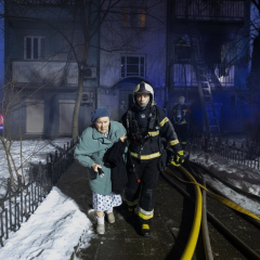 Fire at residential building in Kyiv