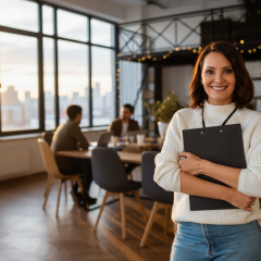 Employees discussing work culture