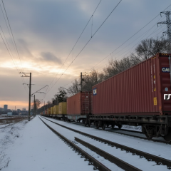 Ukrzaliznytsia logo with train background
