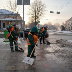 Комунальники працюють під час крижаного дощу