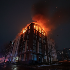 Damaged building in Kyiv
