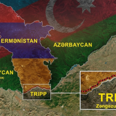 Map of the Caucasus region with US and Armenia logos