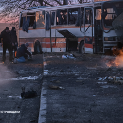 Автобус з шахтарями після нападу в Росії