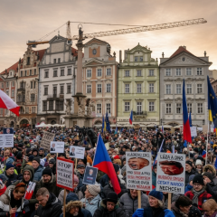 Десятки тысяч человек на митинге в Праге