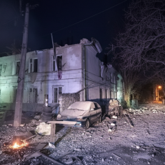 Разрушения в Одессе во время атаки