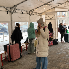 Heating point at the railway in Ukraine