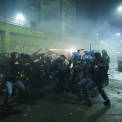 Police clash with protesters at the Olympics
