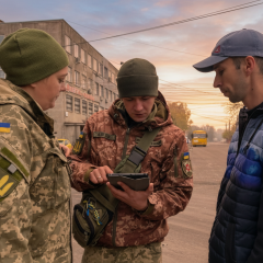 Мужчина бросает боеприпас, угроза военным и полиции