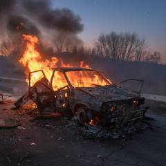 Image of drone attack on power plant in Mykolaivka