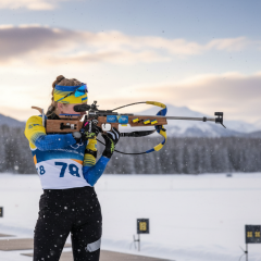 Group of female biathlon relay athletes at the Olympics-2026