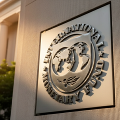 IMF logo on background of money