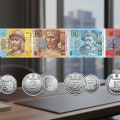 Банкноты 1, 2, 5 и 10 гривен