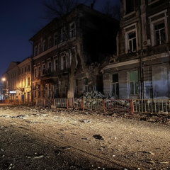 Разрушенные здания после атаки дронов в Одессе