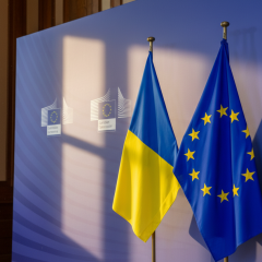 Flags of the European Union and Ukraine