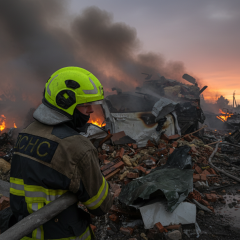 Руїни після ракетної атаки в Києві