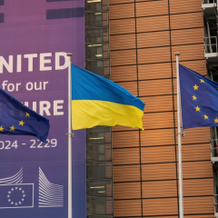 Raising Ukrainian flag in Brussels