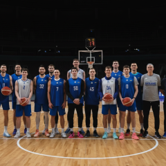 Ukraine national basketball team preparing for the match