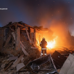 Damage caused by drone attacks in the photo