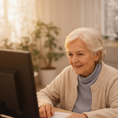 Pensioner receiving payment