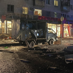 Destroyed building during the attack