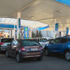 German drivers refueling in Poland