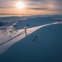 Drone capturing soldiers in winter
