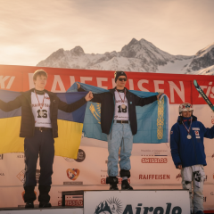 Ukrainian freestyle skiers on the podium