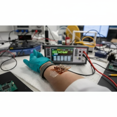 Flexible material transforming body heat into electricity