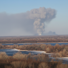 Smoke from fire in Kyiv region