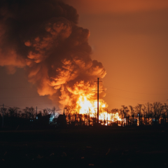 Drones attacking oil base in Russia