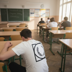 Учительница вытирает ноги ученика об голову