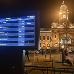 First street timetable board for trains