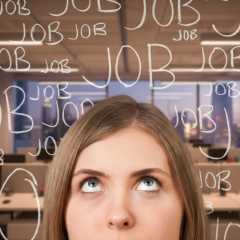 Several stacks of resumes