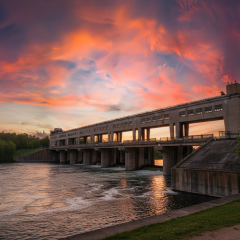 Dam on the Siverskyi Donets after destruction