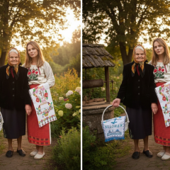Olga Freimut visits grandmother on her 91st birthday