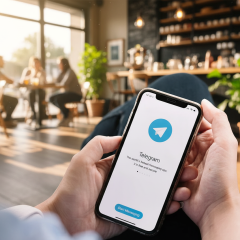 Екран з іконками Telegram на тлі запереченої РФ
