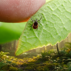 Ticks on leaf of bush rainbow