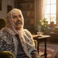 Portrait of a woman celebrating 105 years