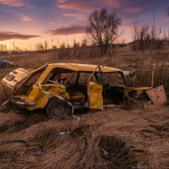 Car accident on the highway: VAZ-2102 and Skoda
