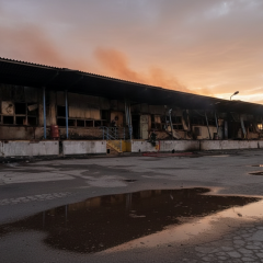 Warehouse in Pavlohrad set on fire at night