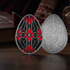 Silver coin for Easter: Polissia pysanka art