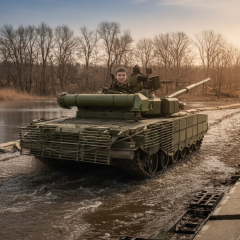 Ukrainian army patrolling the front line