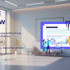 SHRM and AIHR logos on background