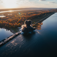 Attack on the dam of the Pechenizke reservoir