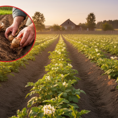Growing potatoes in the field