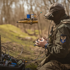 Drone strike units in combat action